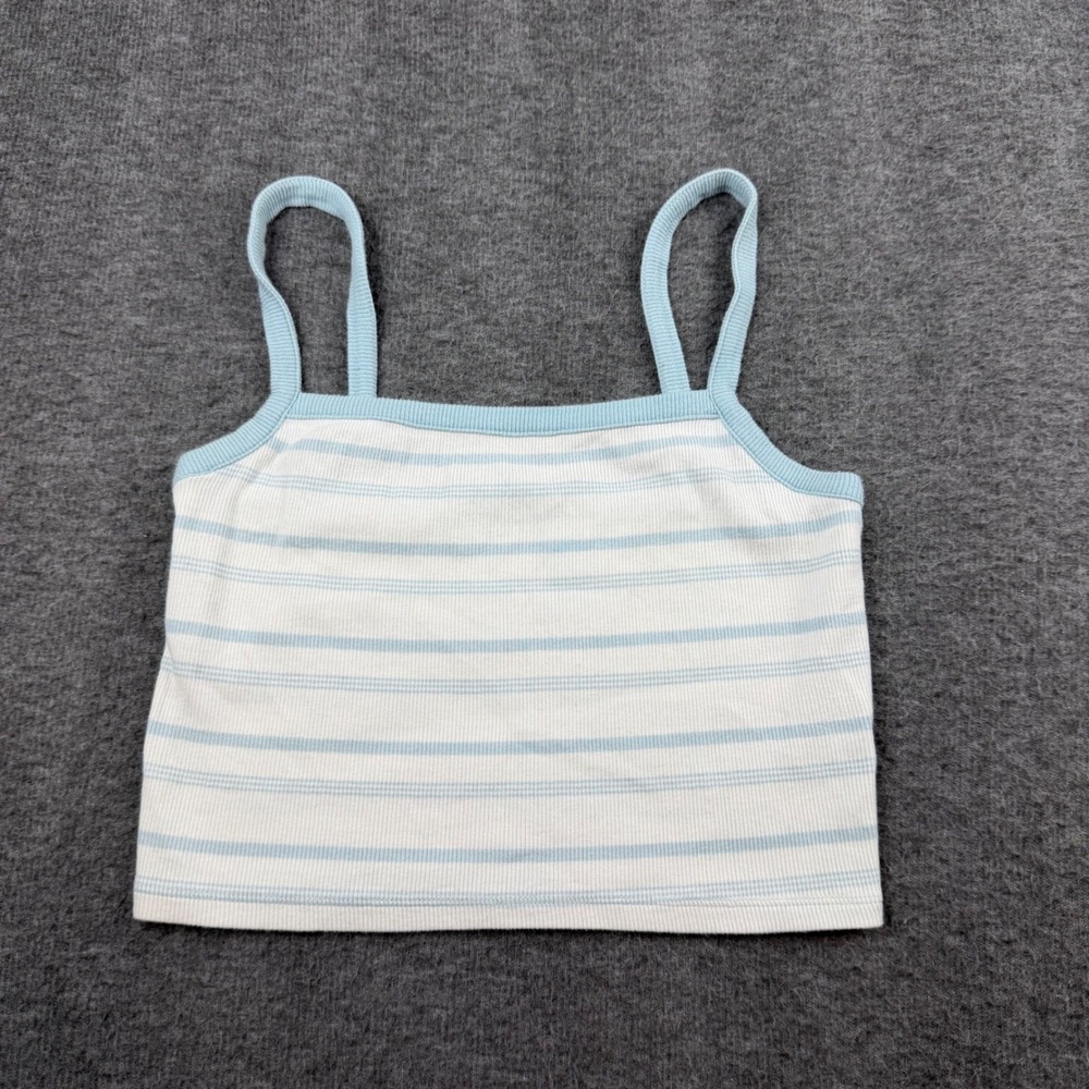 PS Basics Tank Top Womens Small Blue Striped Ribbed Cropped Camisole PacSun